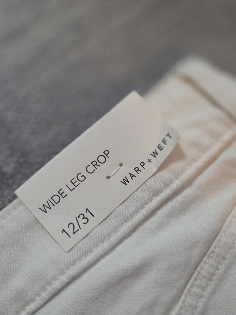 NWT Warp + Weft Wide Leg Ankle Crop Jeans in White Size 12 / 31 - Picture 12 of 12